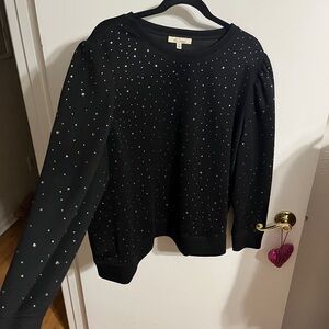 3X Black RhinestoneStudded Women's Top